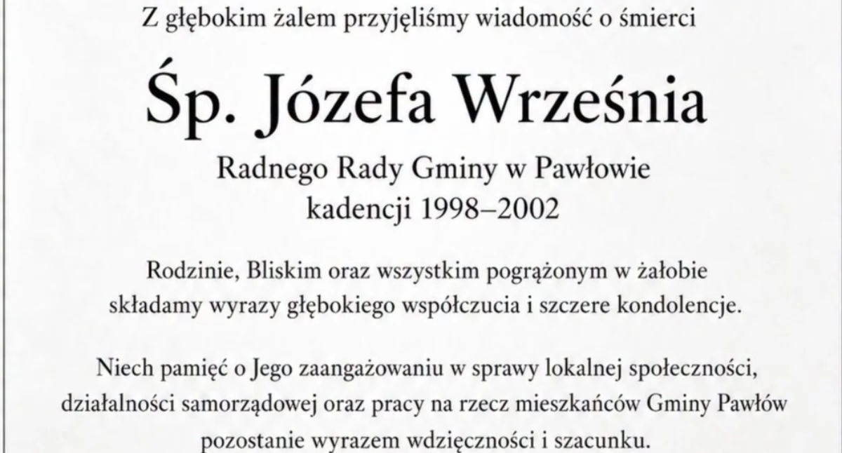Gmina Pawłów żegna byłego radnego
