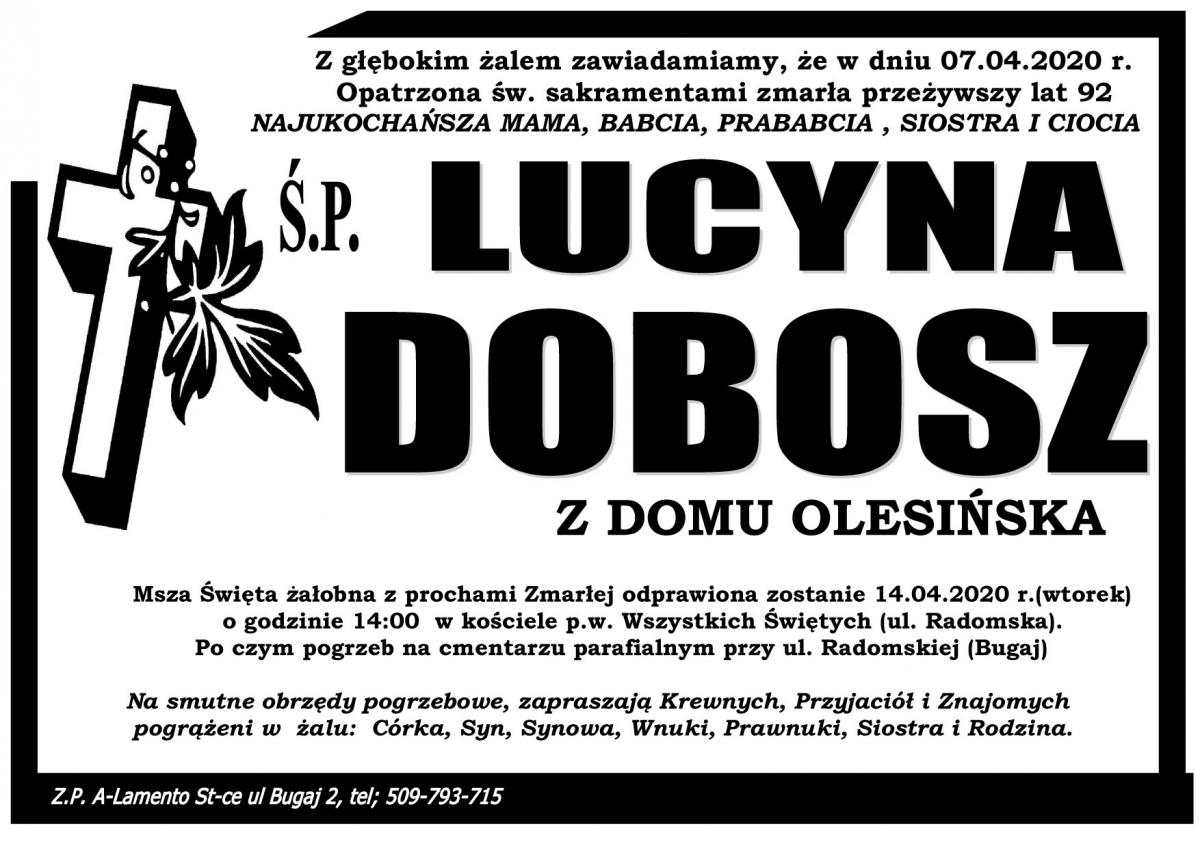 Ś.P. Lucyna Dobosz z domu Olesińska - nekrolog
