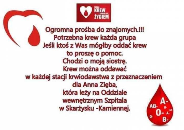 Pilnie potrzebna krew