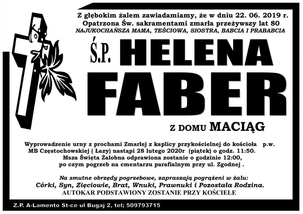 Ś.P. Helena Faber z domu Maciąg - nekrolog