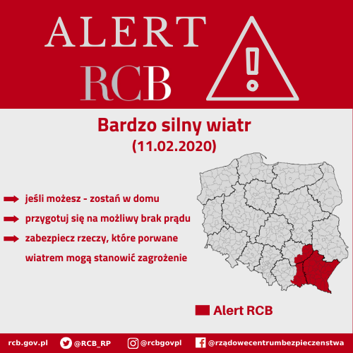 Rządowe Centrum Bezpieczeństwa ostrzega: będzie wiało mocno