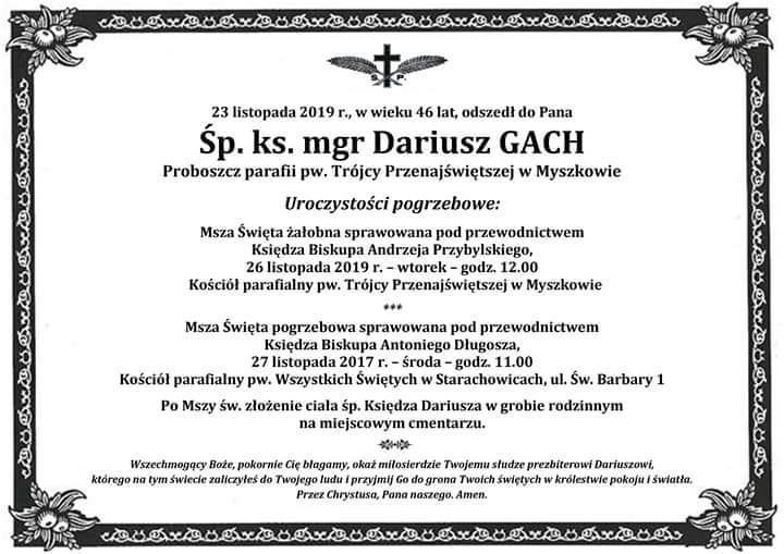 Dziś pogrzeb ks. Dariusza Gacha