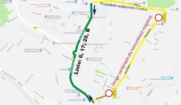 Kościelna zamknięta, autobusy objazdem