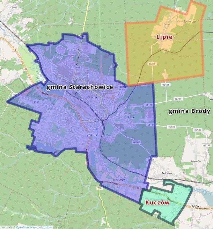 Lipie i Kuczów do Starachowic, Michałów do Brodów?