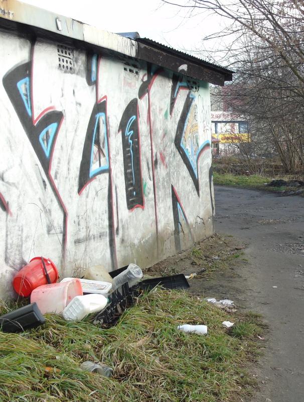Śmietnik koło garaży