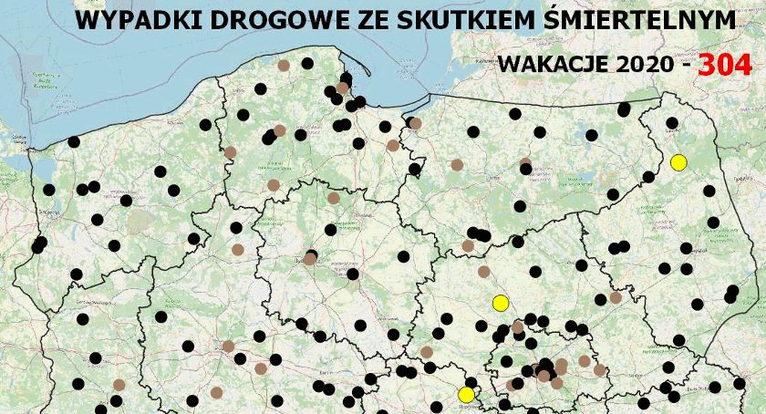 Wakacje 2020. Wstrząsająca mapa wypadków ze skutkiem śmiertelnym...