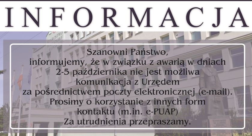 Awaria w Starostwie Powiatowym w Końskich