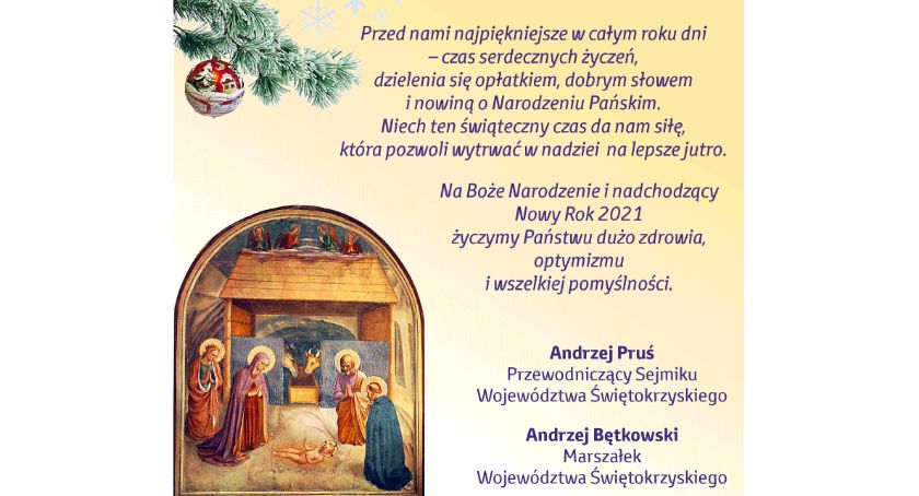 Życzenia składa Przewodniczący Sejmiku i Marszałek Województwa Świętokrzyskiego