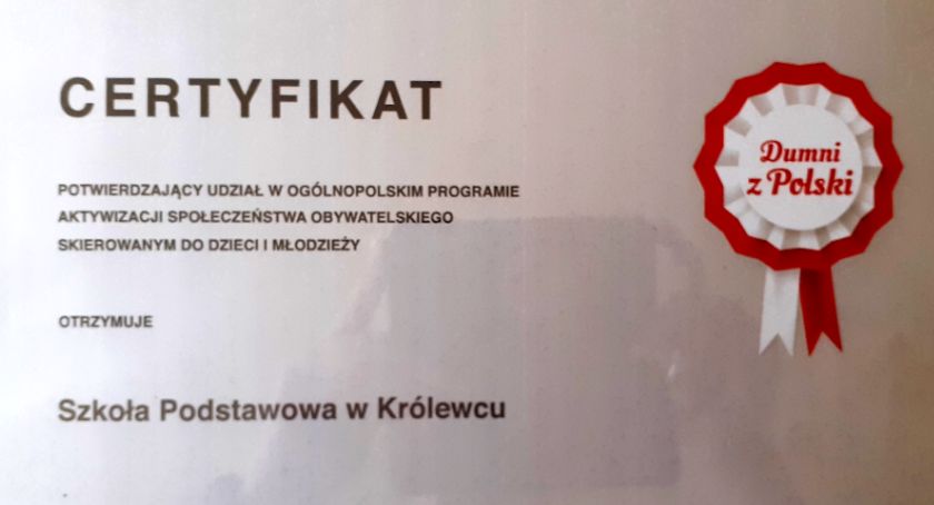 Szkoła Podstawowa z Królewca z kolejnym certyfikatem