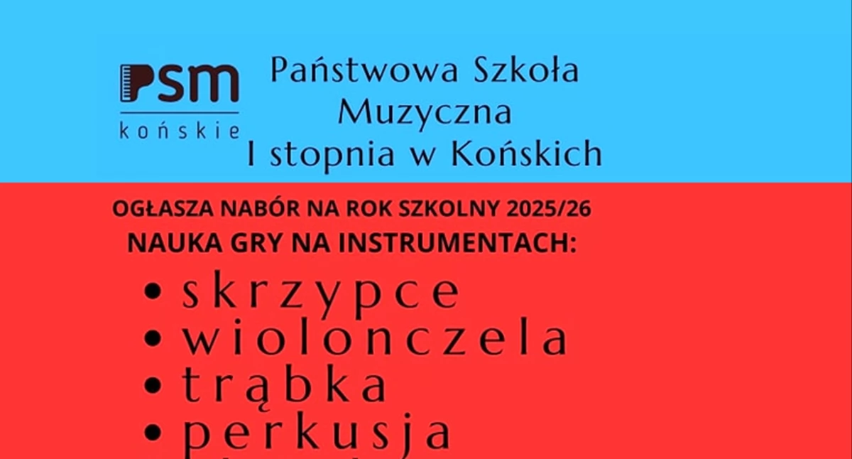 Państwowa Szkoła Muzyczna w Końskich zaprasza. Ruszył nabór na rok szkolny 2025/2026