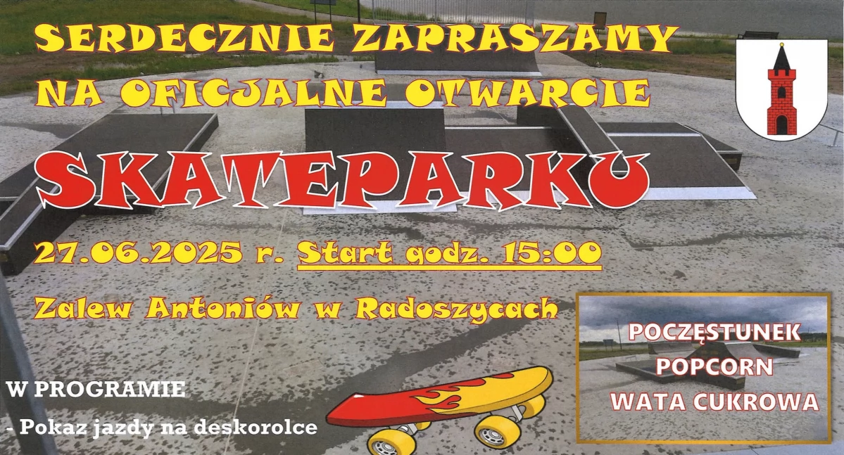 ANTONIÓW. Zapraszają na oficjalne otwarcie skateparku. Bezpłatne warsztaty nauki jazdy na rolkach i deskorolce