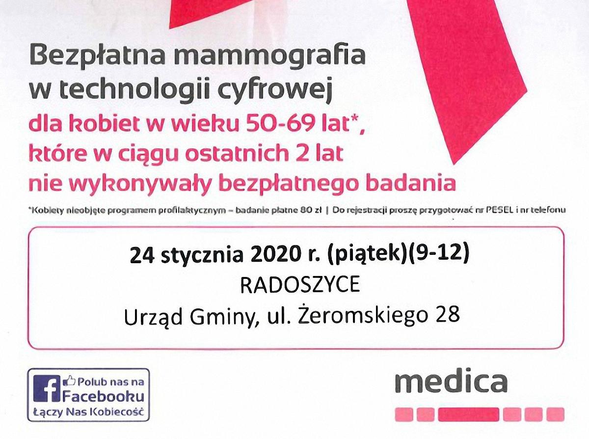 Bezpłatna mammografia w Radoszycach