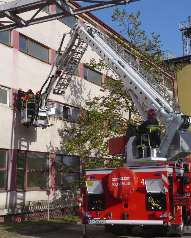 Ćwiczebny pożar w szatni KZO