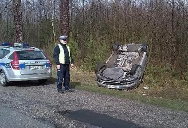 Wyleciał z drogi, ściął drzewo i dachował