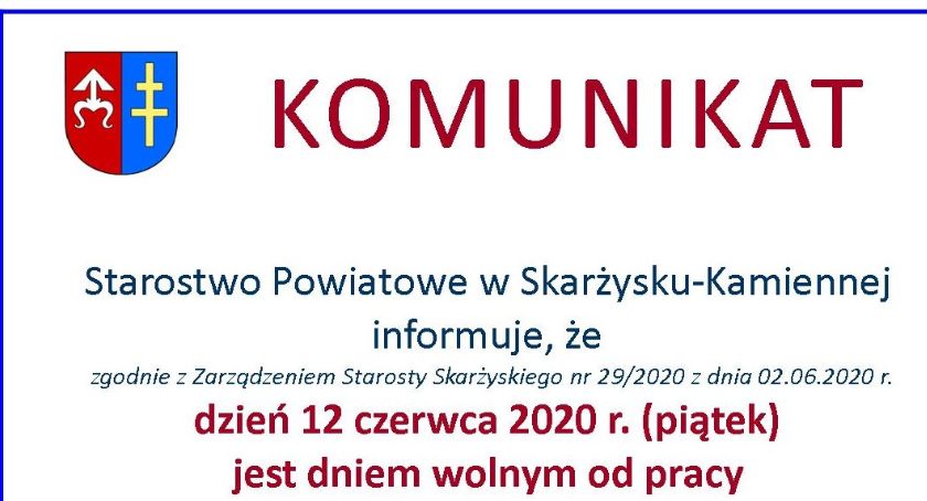 Starostwo Powiatowe. Dzień wolny od pracy