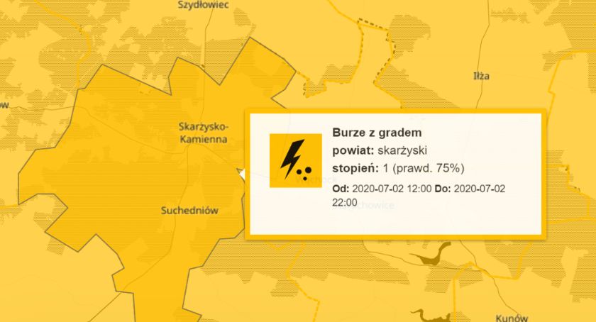 Ostrzeżenie meteo dla powiatu skarżyskiego!