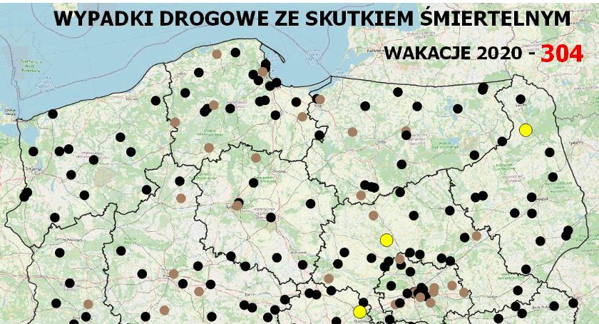 Wakacje 2020. Wstrząsająca mapa wypadków ze skutkiem śmiertelnym...