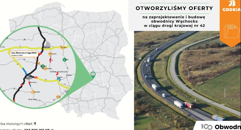 Poznaliśmy oferty na zaprojektowanie i budowę obwodnicy Wąchocka w ciągu drogi krajowej nr 42