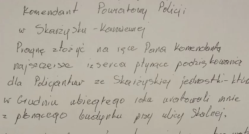 Skarżyscy policjanci uratowali mu życie. W podziękowaniu napisał list