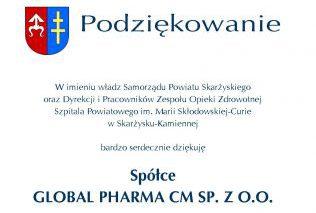 Spółka GLOBAL PHARMA CM z Suchedniowa wsparła skarżyski szpital powiatowy. Wpłynęły także darowizny finansowe od firm i osób prywatnych
