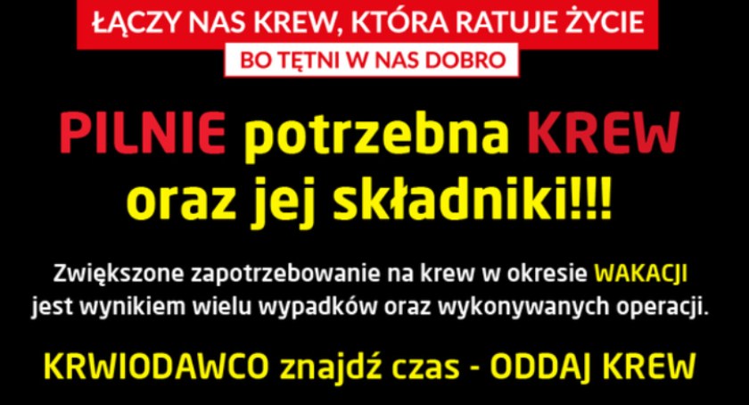 Krew potrzebna od zaraz! Dramatycznie spadły zapasy w radomskim centrum!