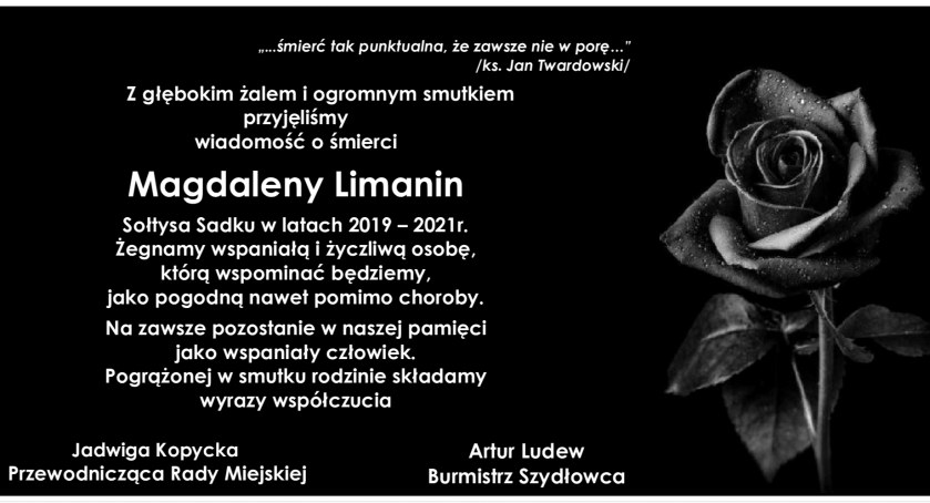 Pamięć o Magdalenie Limanin - Sołtysie, który wnosił światło nawet w chorobie