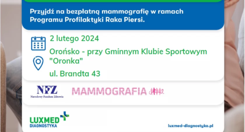 Bezpłatna mammografia w Orońsku