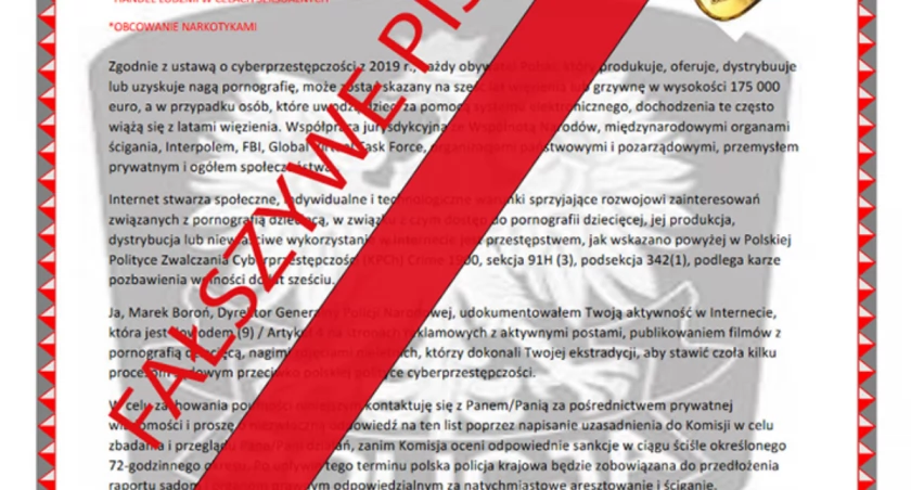 Uwaga na fałszywe wiadomości od Komendanta Głównego Policji