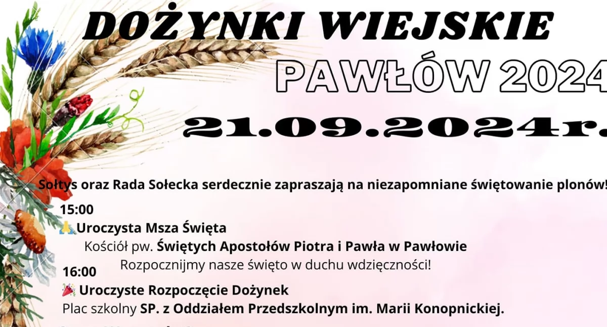 Dożynki wiejskie w Pawłowie!