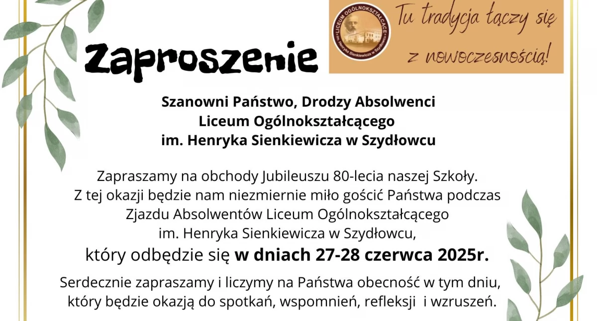 Jubileusz 80-lecia Liceum Ogólnokształcącego im. Henryka Sienkiewicza w Szydłowcu