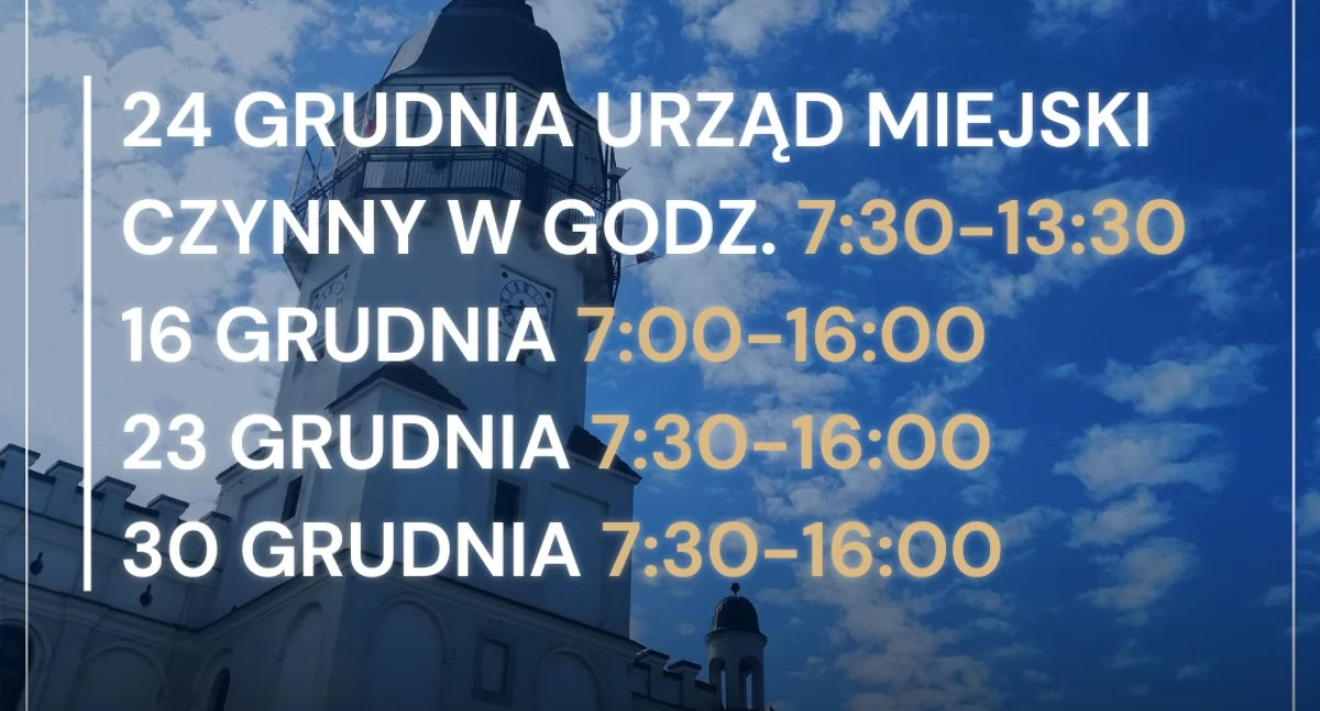 Jak w okresie świątecznym czynny będzie Urząd Miasta w Szydłowcu?