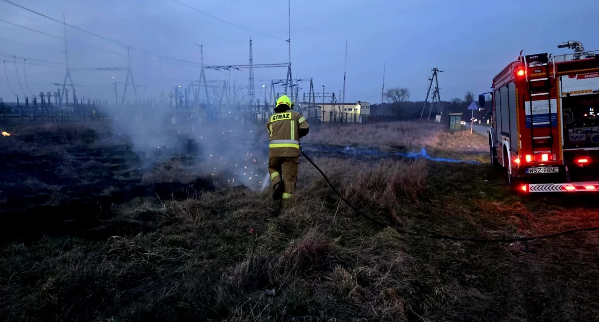Pożar suchych traw w Chronówku 