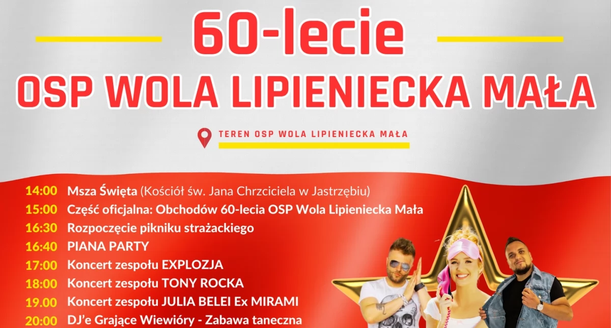 OSP Wola Lipieniecka Mała świętuje 60-lecie – koncerty, atrakcje i zabawa do rana