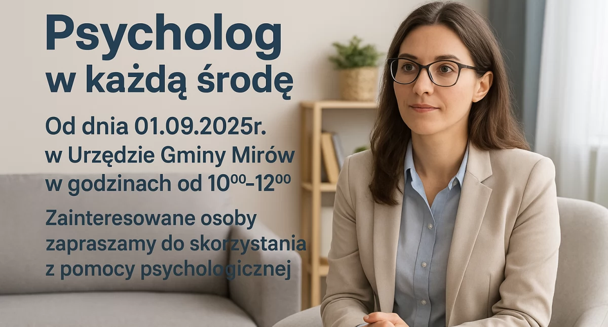 Psycholog w każdą środę dla mieszkańców gminy Mirów