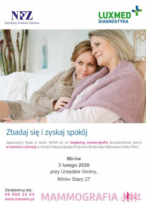 Zbadaj się... i zyskaj spokój. Bezpłatna mammografia