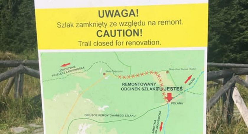 Uwaga : Zamknięty szlak od Polany do Pielgrzymów