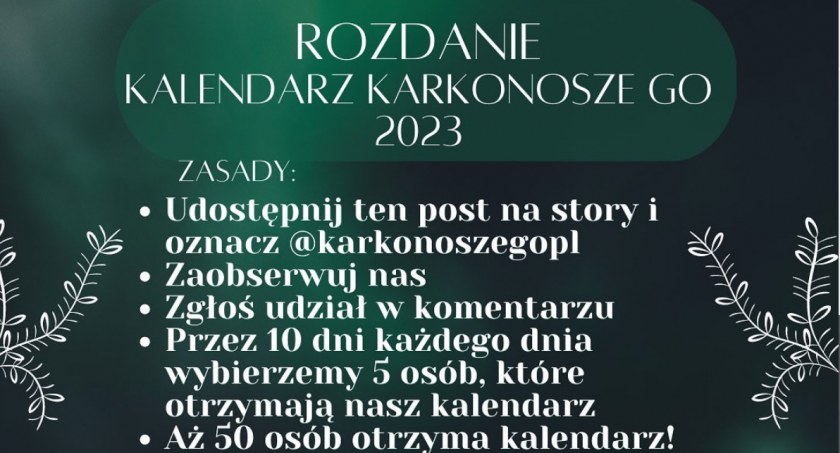 Rozdajemy kalendarze Karkonosze GO. Zobacz jak zgarnąć jeden z nich zupełnie za darmo
