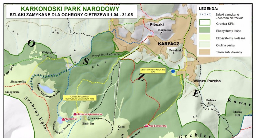 Zamknięte szlaki w Karkonoskim Parku Narodowym