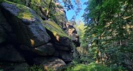 Bobrowe Skały - widok na Karkonosze w pełnej krasie