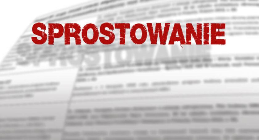 Sprostowanie do artykułu 
