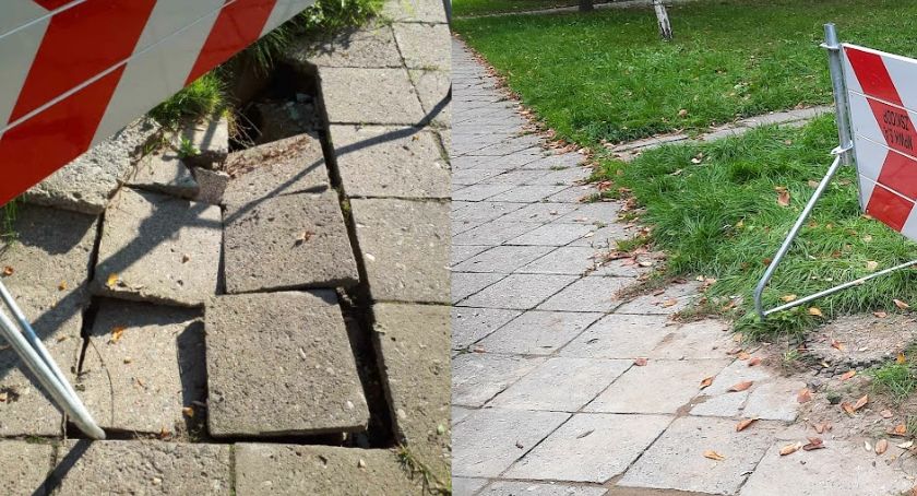 Komitetu Obrony Robotników 42 - tor przeszkód na chodniku