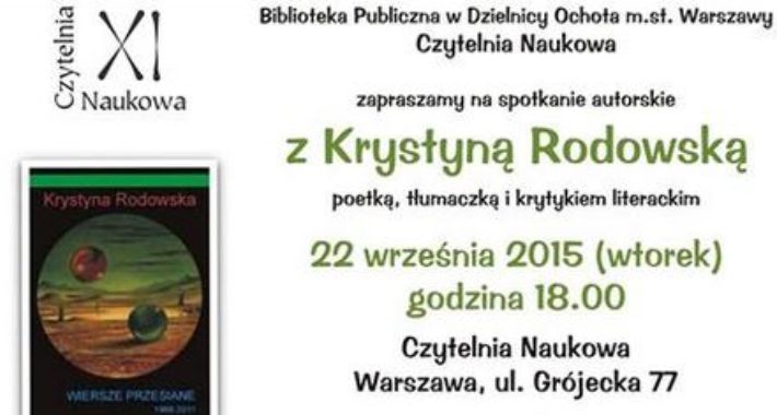 Spotkanie autorskie z Krystyną Rodowską   