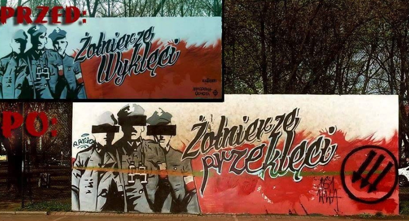 Aktywiści walczący z faszyzmem w akcji