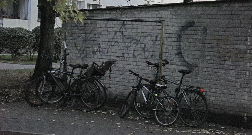 Rowerzyści i trzepaki na Mokotowie