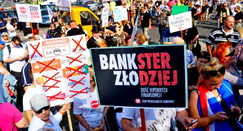 Protest frankowiczów w Warszawie