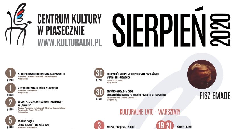 Wydarzenia kulturalne w Piasecznie - sierpień 2020