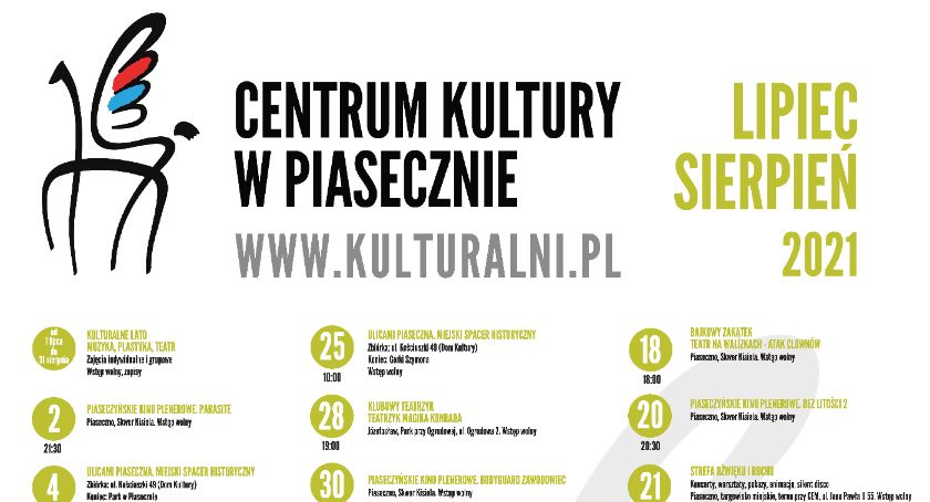 Wydarzenia kulturalne w lipcu oraz sierpniu 2021 w Piasecznie