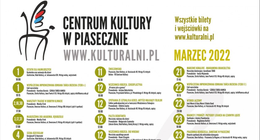 Wydarzenia kulturalne w marcu 2022 w Piasecznie