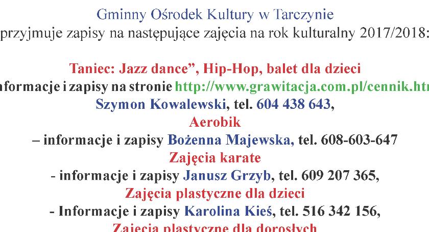 Rok kulturalny 2017/2018 - zapisy na zajęcia