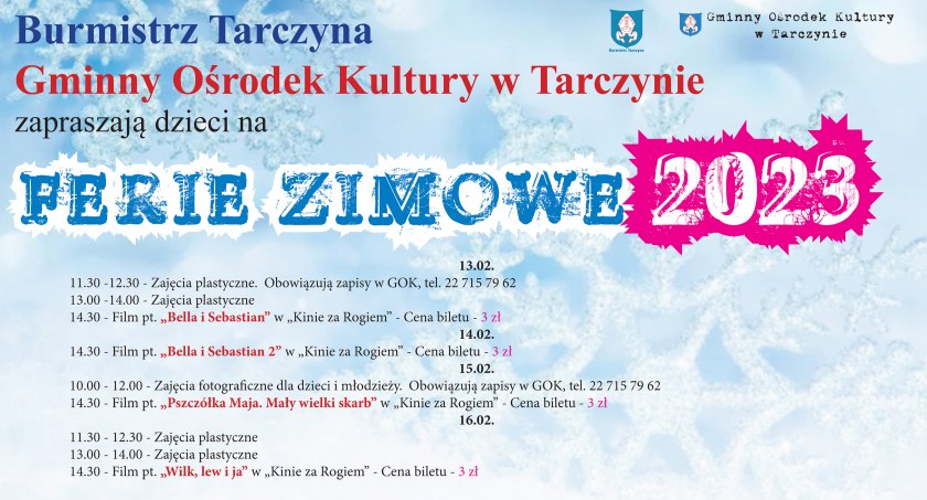 Ferie - 2023 w Gminnym Ośrodku Kultury w Tarczynie
